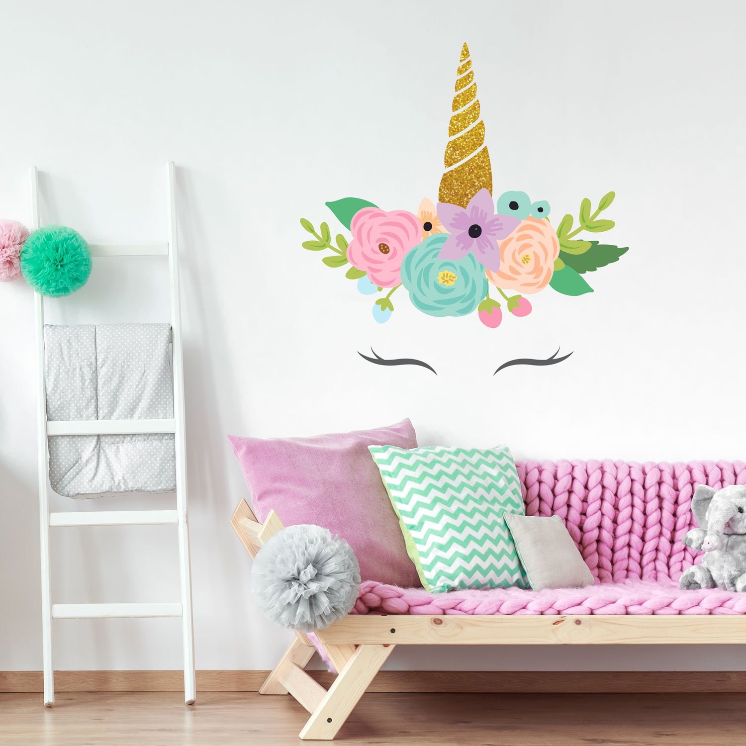 Glitter Unicorn Horn Wall Decal (Large Size) | Girl's Room décor | Wall Stickers