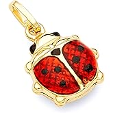 14k REAL Yellow Gold Lady Bug Enamel Charm Pendant