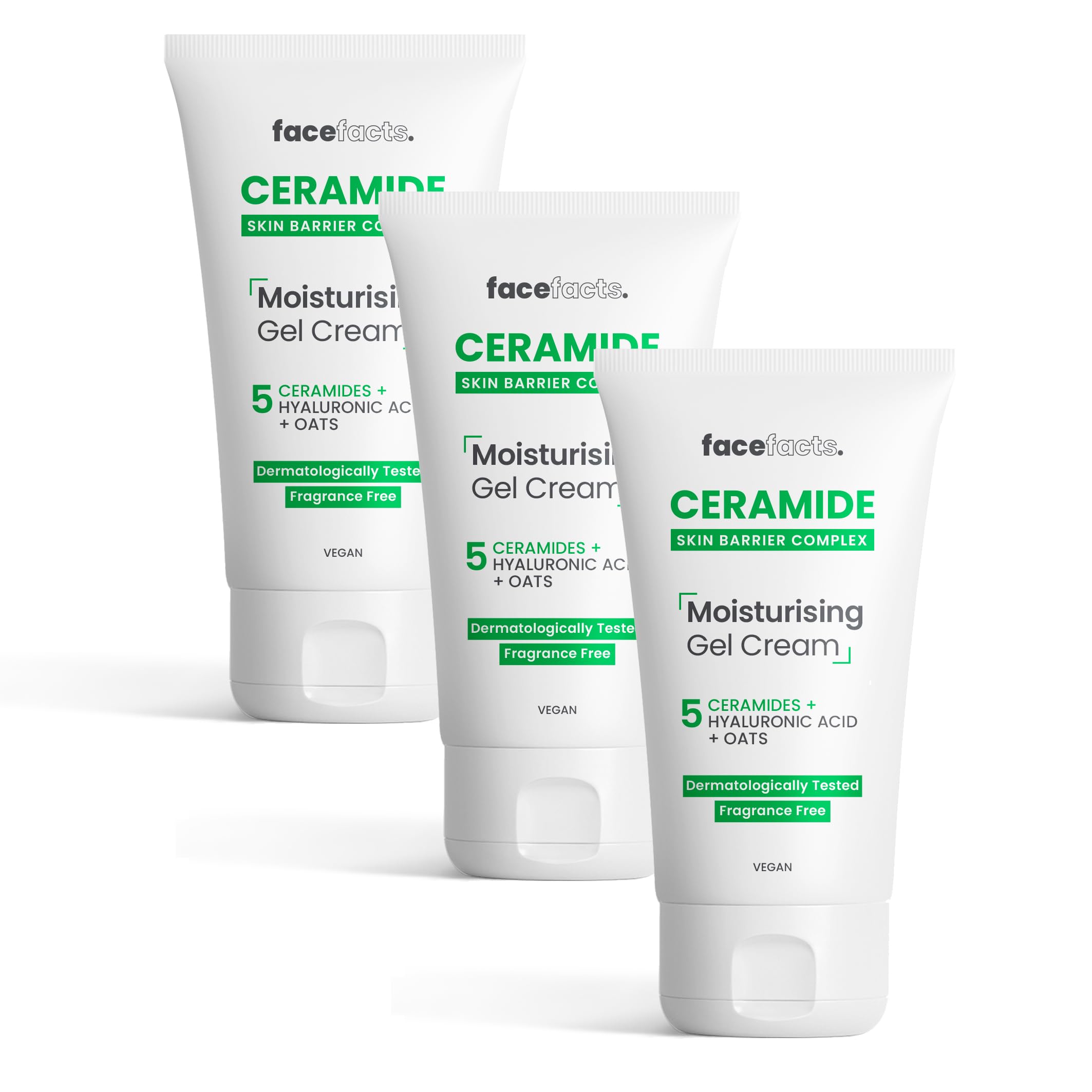 3x 50 ml Face Facts Ceramide Moisturising Gel Cream | Soothes + Strengthens Skin – Bundled by Smart Cutie