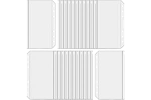 Antner 24PCS A6 Binder Pockets 6 Holes Zipper Cash Envelopes for Money Saving Binder, Clear A6 Budget Envelopes Planner Inserts Money Organizer Folder for Cash, Loose Leaf Filling Bags Document Pouch