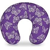 Nursing Pillow Cover, Breastfeeding Pillow Cover for Baby Girls Boys, Soft Stretchy Nursing Pillowcase for Infant Newborn, Removable Slipcover for Nursing Pillows, Purple Butterfly(Only Cover)