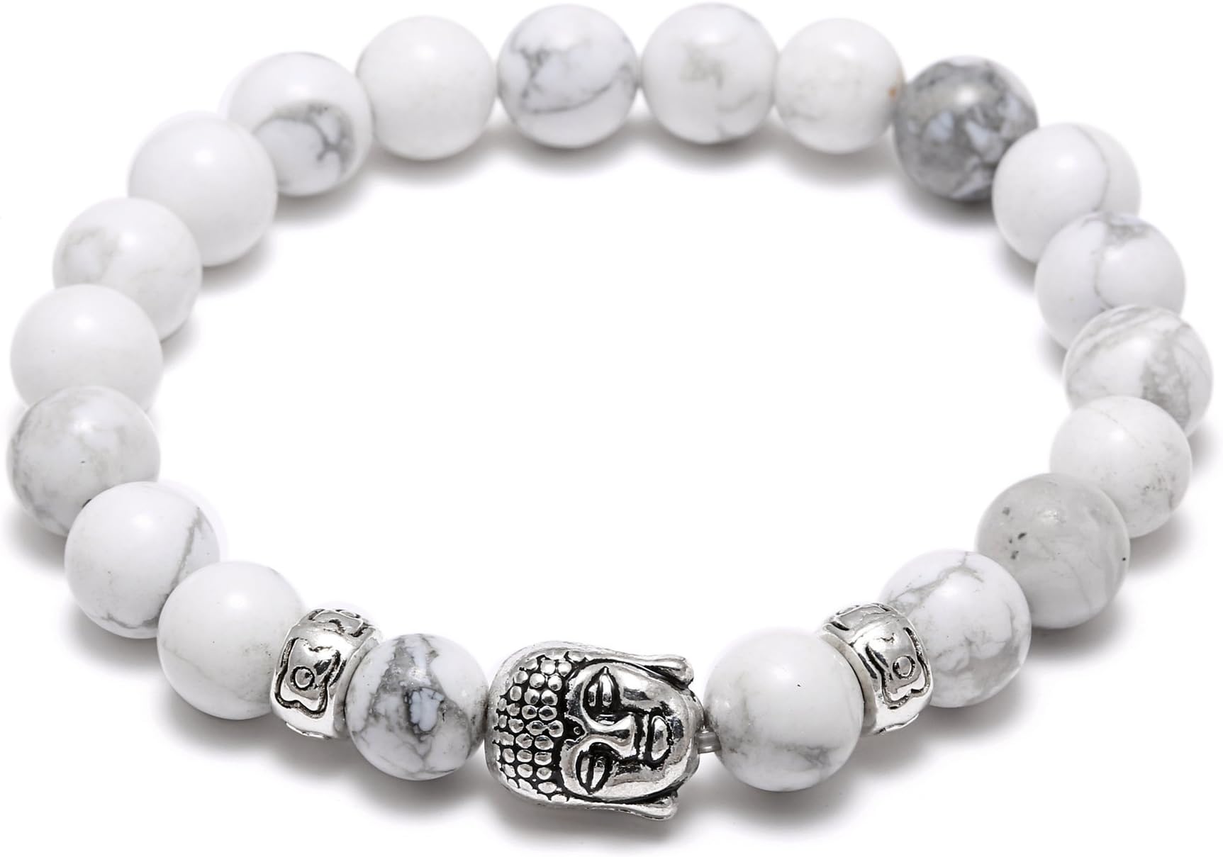 Stylish White Pearl Stone Buddha Elastic Strap for Unisex Women's Girls