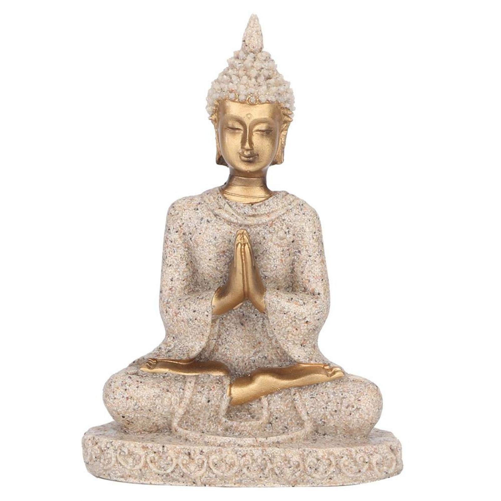Fockety Handmade Craft Buddha Ornament, Carving Statue, Figurine for Birthday Gift, Office & Home Decoration (Gold)