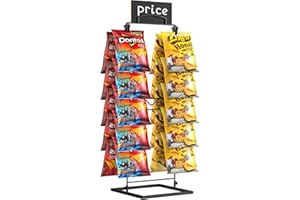 TJ.MOREE Chip Rack Display Stand, Chip Bag Holder for Party Display 2-Row 32Clips Countertop Snack Hanger, Snack Retail Display Rack for Party, Countertop