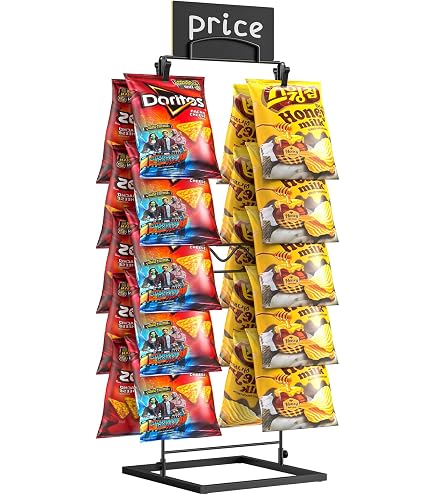 Snack Display Stand 2-Row Chip Display Rack With 32 Clips - Countertop ...