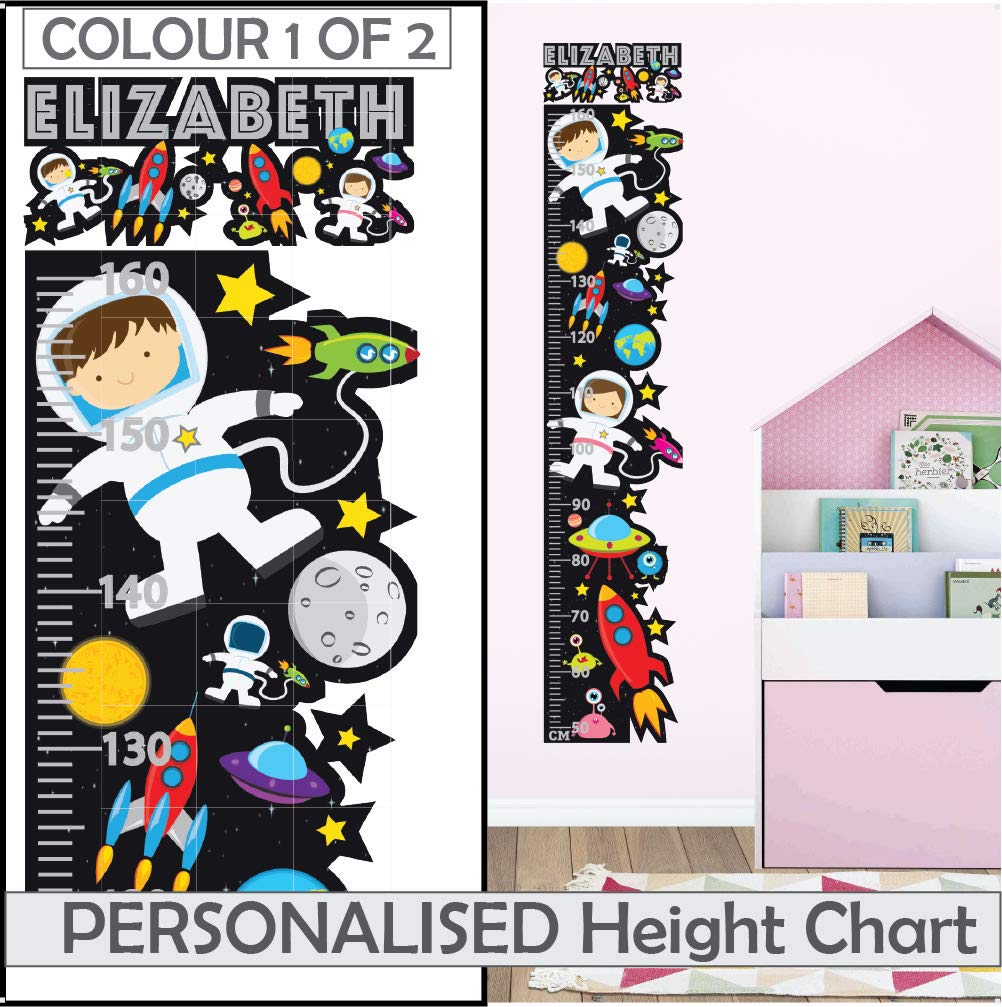 Convenient Personalised Height Chart For Kids Growth Wall Sticker Decal Vinyl Space Themed Rocket Girls Boys Childrens Nursery Astronomy Astronaut Star Black Blue Stickersmagic 80 Off Theekhabar Com