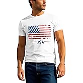 CQF American Flag Shirts for Men USA 4th of July T-Shirt Memorial Day Patriotic Tee Tops