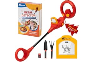 PANCKY Metal Detector for Kids, IP68 Waterproof 3-10 Year Kids Metal Detector Kit with LCD Display, Automatic Sensitivity Adjustment, 6.6" Search Coil, 1.65lb Lightweight, Gift for Boys & Girls, Red