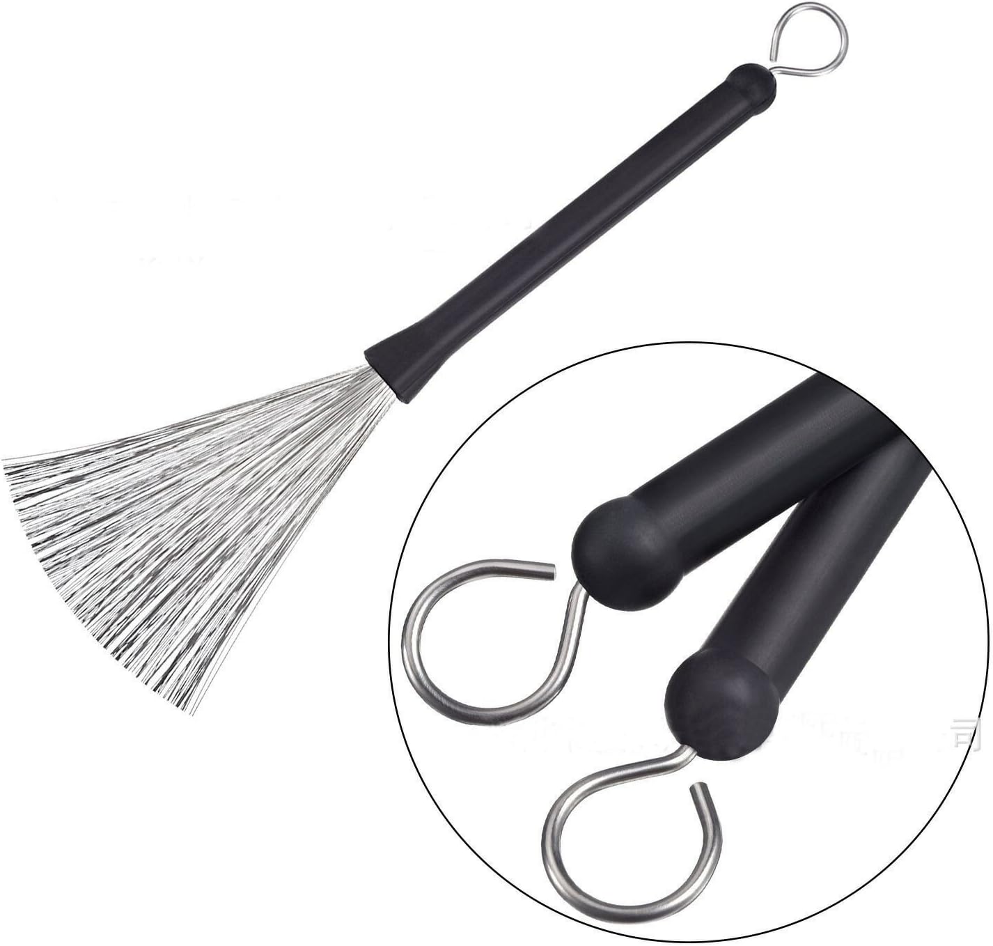 byou Drum Brushes,Drum Sticks Brush Retractable Wire Percussion Brushes with Comfortable Rubber Handles and Storage Bag for Jazz Folk Music 1 Pair - Image 5