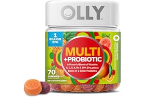OLLY Multi + Probiotic Adult Multivitamin Gummy, 1 Billion CFUs, Digestive and Immune Support Chewable Supplement, Tropical Twist, 35 Day Supply - 70 Count