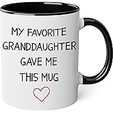 Livinges My Favorite Granddaughter Gave Me This Mug - Grandpa Coffee Mug from Grandkids, Abuelo Favorite Grandchild, Grandma and Grandpa Mugs, Black Accent 11oz