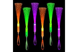 WONDRUS Halloween Glow in Dark Party Favors Accessories-12 Pack, Light Up Fiber Optic Wand Toy Gift for Toddlers, Non Candy Trick or Treat Trinkets,Halloween Prizes Stuff Birthday Games Activities Decorations