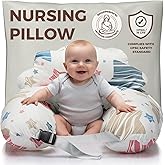 PILLANI Nursing Pillow for Breastfeeding & Bottle Feeding, Original Breast Feeding Pillow for Mom & Baby, Removable Cotton Cover, Adjustable Waist Strap, Baby Girl Boy Essentials Must Haves