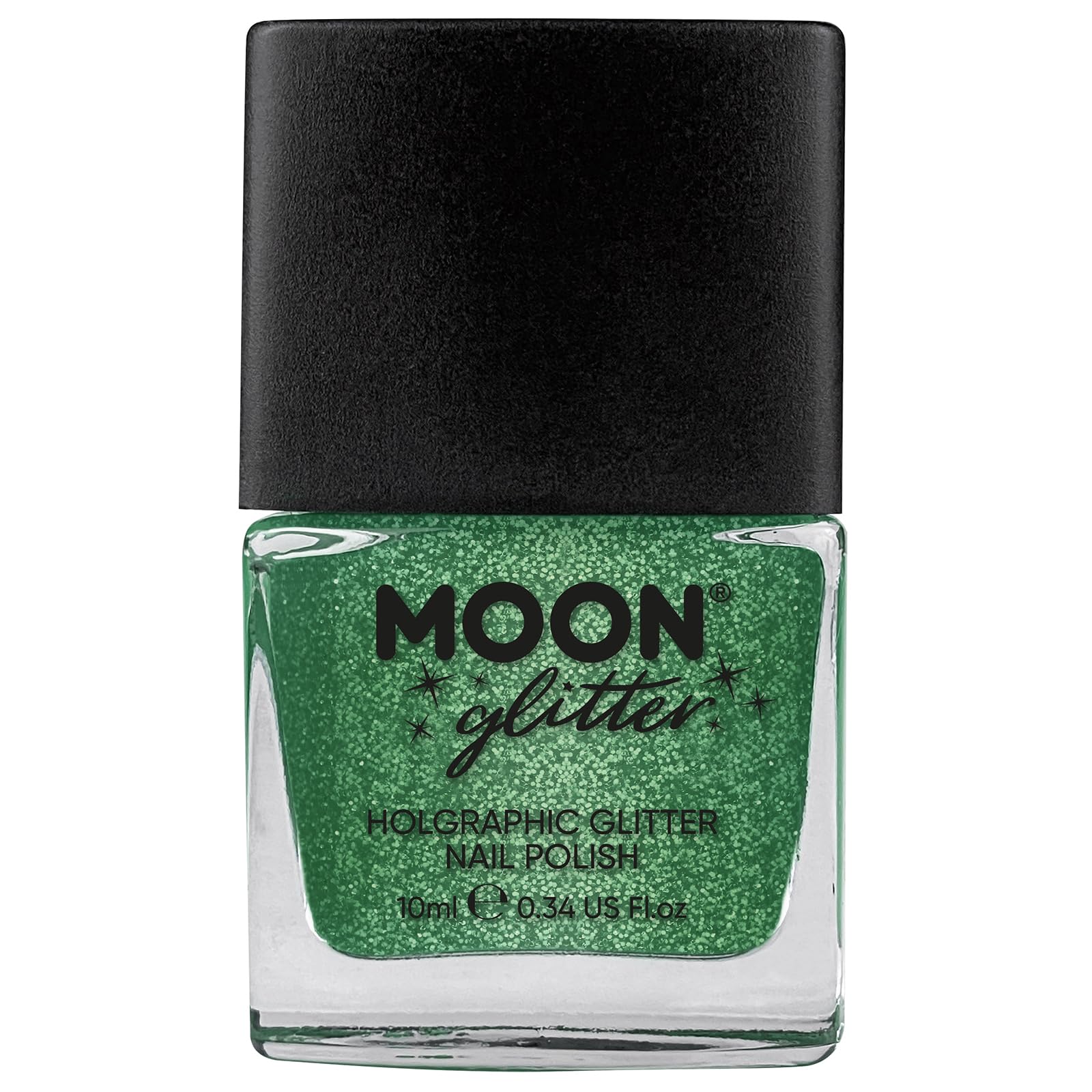 Holographic Glitter Nail Polish by Moon Glitter - Green - Sparkle and Shine Nail Varnish - 10ml