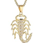 AsAlways 18K Gold Plated Animal Scorpion Scorpio Pendant Iced Out Bling CZ Hip Hop Novelty Punk Necklace Jewelry with Gift Packaging