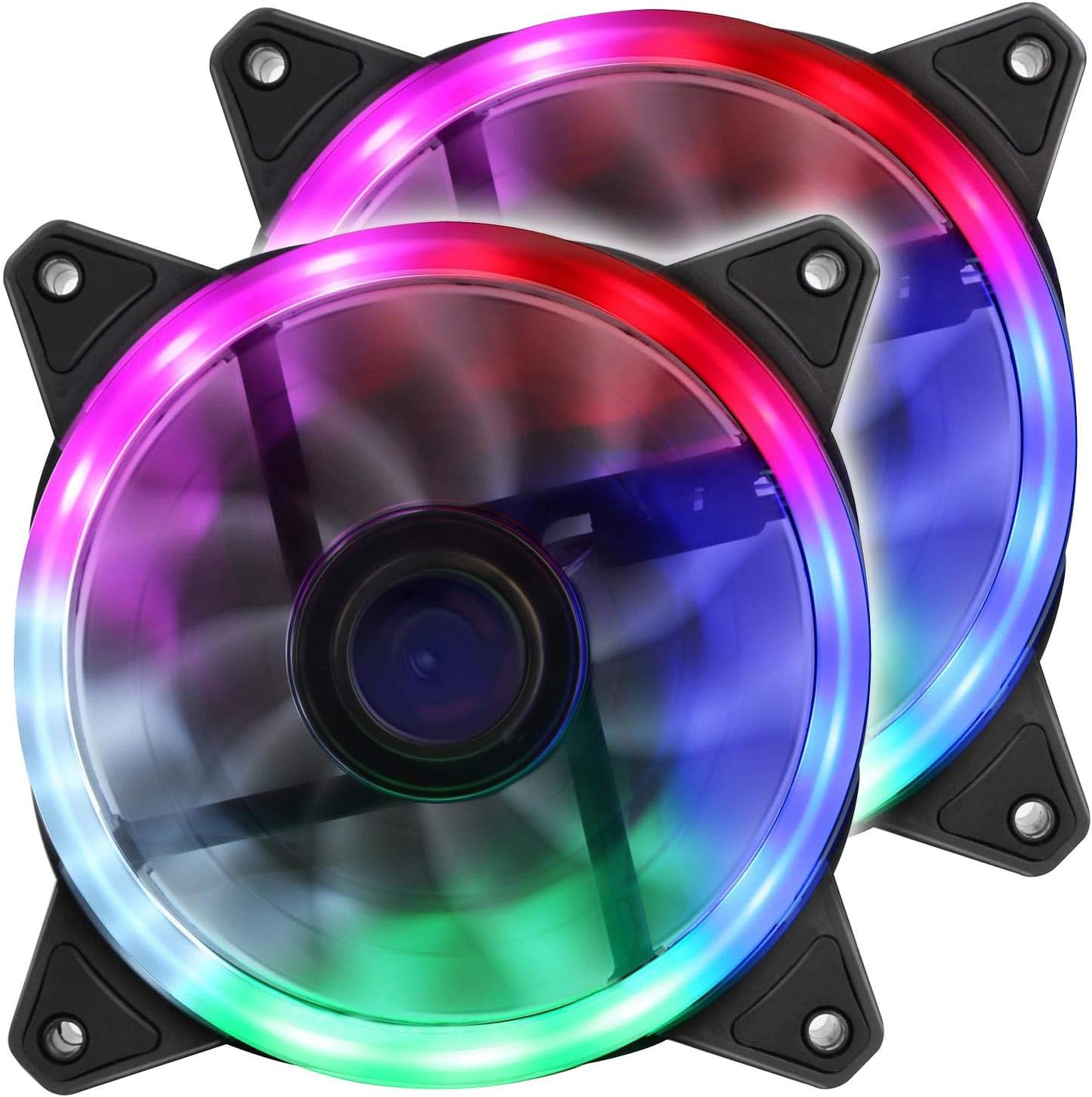 RGB LED Computer Case Fan, 2 Sides Colorful LED PC Fan High Airflow
