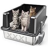 WoofiGo XXL Stainless Steel Cat Litter Box with