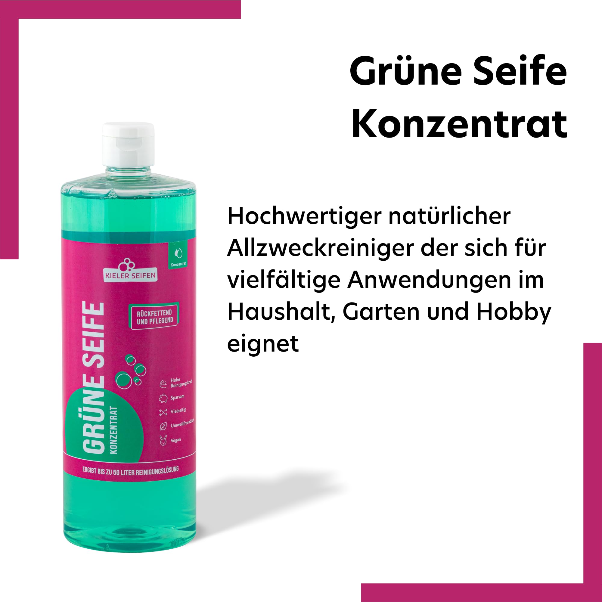 Kieler Seifen Grüne Seife flüssig 2 x 1 L Konzentrat vegan I Allzweckreiniger Schmierseife vielseitig nutzbar I Boden reinigen, Blattläuse bekämpfen 5