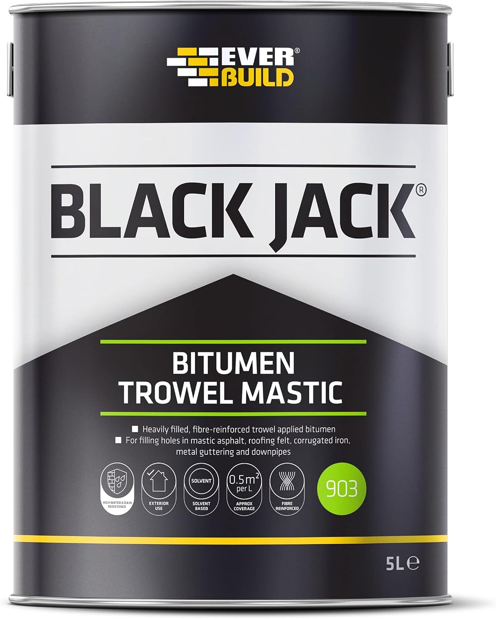 Everbuild Black Jack 903 Bitumen Trowel Mastic Black 1 Litre Waterproofing