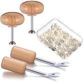 Lothee Tack Kit, Wood Magnetic Push Remover Tool with 100 Gold Thumbtacks | Pin Remover and Magnetic Push Tool Set, Corjac Needlepoint Tack Kit, Wood Handle, for Bulletin Board Office Classroom DIY
