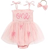 TITKKOP Baby Girl 1st Birthday Clothes One Year Old Tulle Romper Sleeveless Bodysuit Cake Smash Outfits