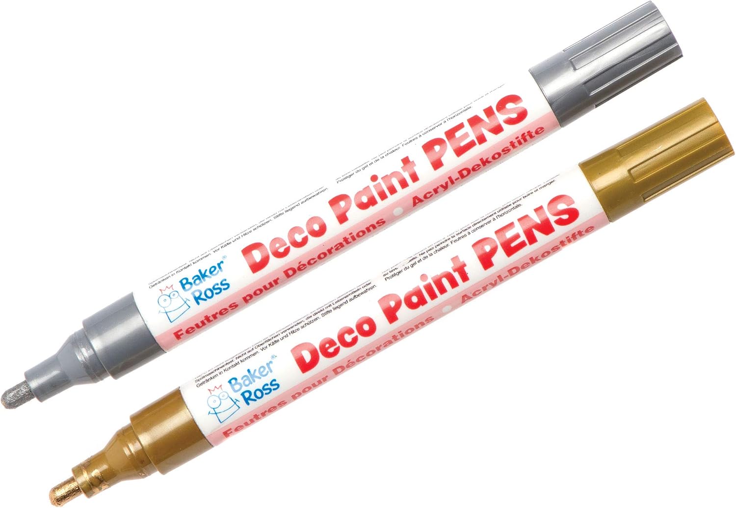 Baker Ross Gold & Silver Deco Pens (Pack of 2) - Arts and Craft for Kids, 1 count (Pack of 2)