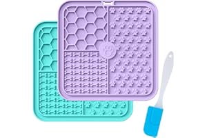 PEMOCYNY Lick Mat for Dogs and Cats with Suction Cup 2 Pack, Premium Licking Pad for Dog Anxiety Relief, Slow Feeding Mat for Boredom Reducer, Bathing, Grooming and Training