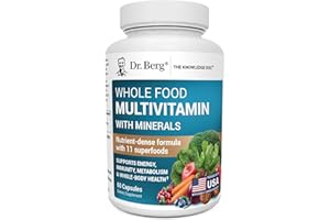 DR. BERG NUTRITIONALS Dr. Berg Whole Food Multivitamin with Minerals - Daily Multivitamin for Men and Women - Includes Premium Whole Food Fruits and Vegetable Blend with Folate, Alpha-lipoic Acid and More - 60 Capsules