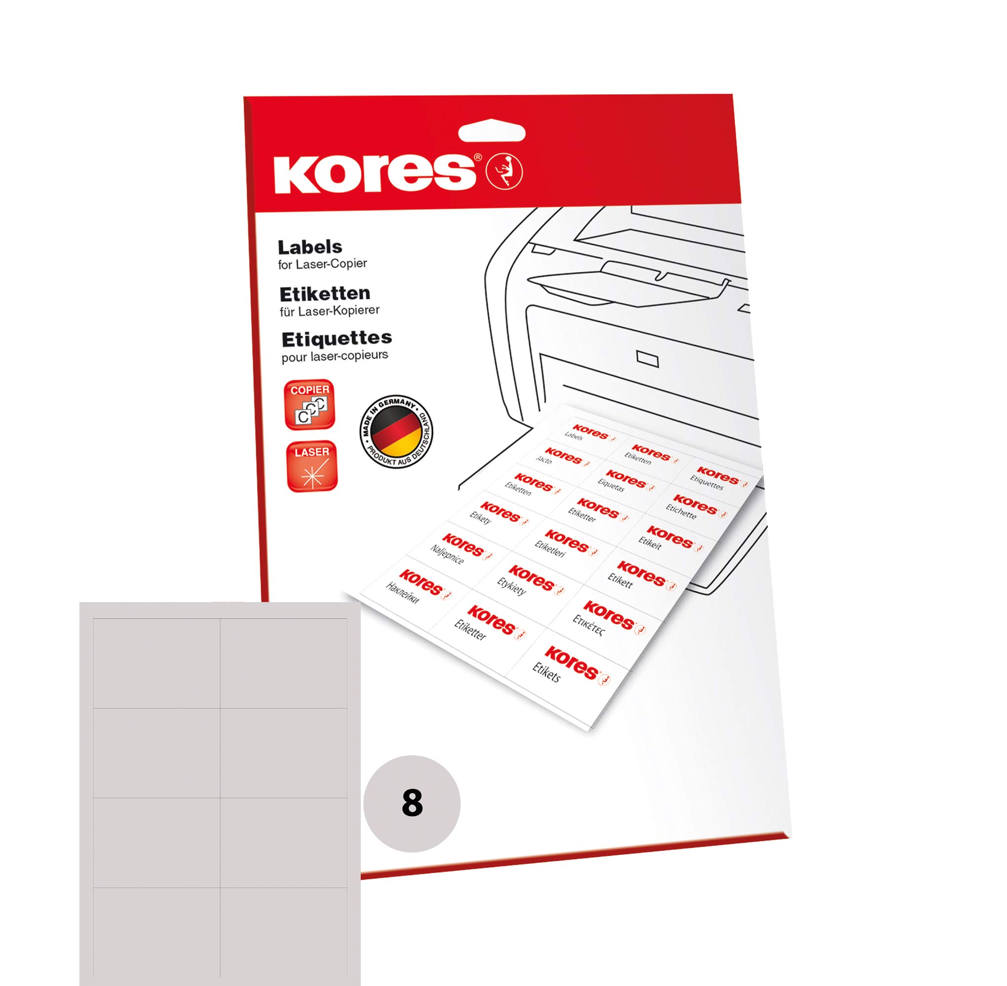 Kores L10574.25 10.5 x 7.4 cm A4 Universal Labels - White (Pack of 25 Sheets)