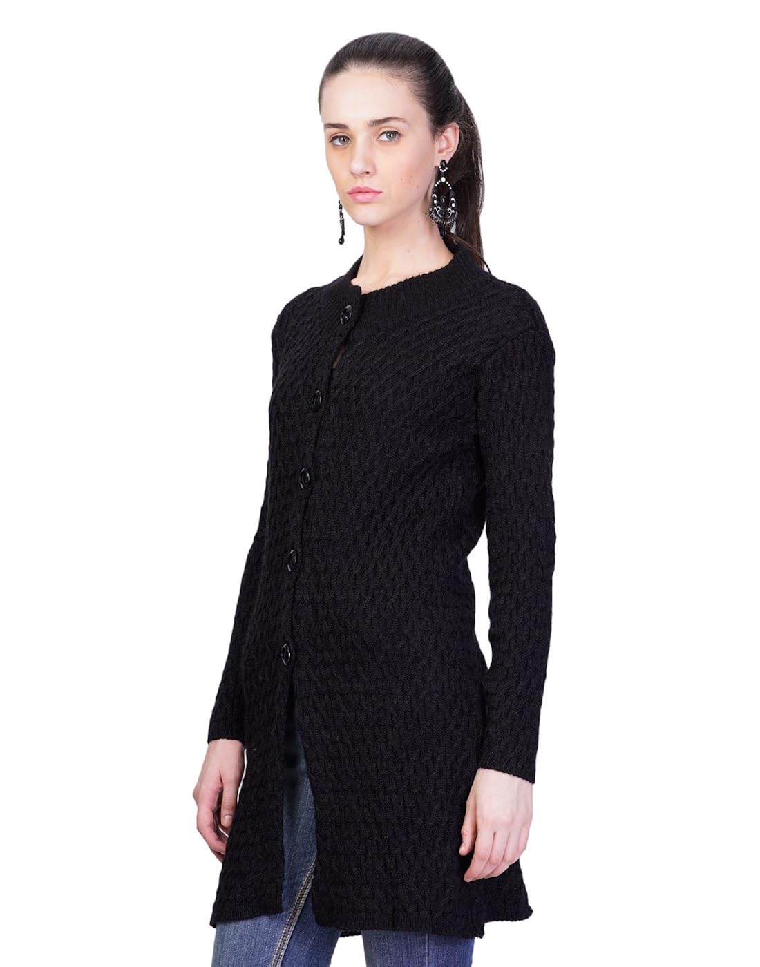montrex black designer long coat for women