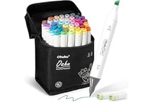 Ohuhu Alcohol Markers - AP Certificated Double Tipped Art Marker Set for Artists Adults Coloring Illustration -Refillable - 40 Colors - Chisel and Fine Dual Tips - Oahu of Ohuhu Markers