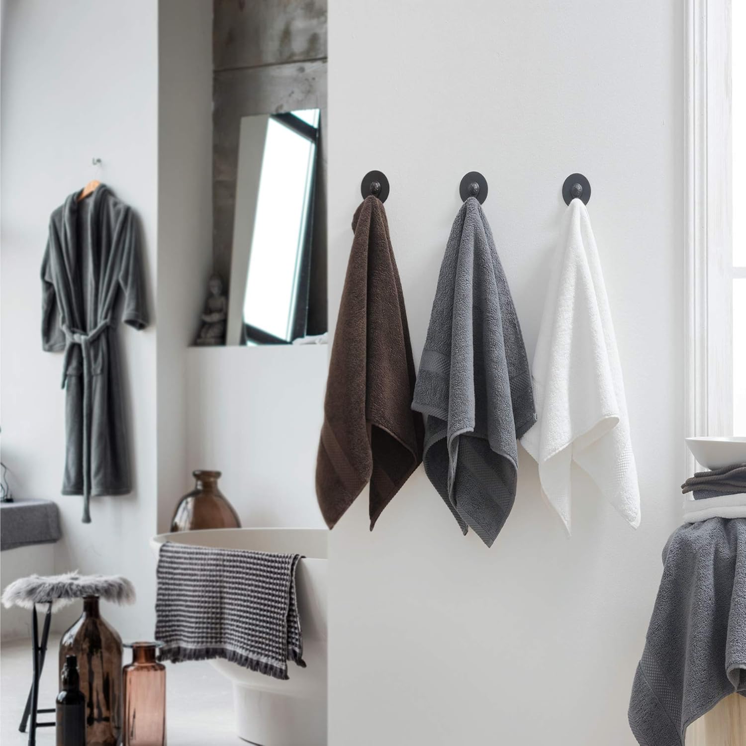 Bedsure Bath Towels Sets for Bathroom, Combed Cotton Bathroom Towels Set - 10 Pack, 2 Bath Towels 27x54, 2 Hand Towels 16x30, 6 Wash Cloths 13x13, Absorbent & Soft - Grey: Kitchen & Dining