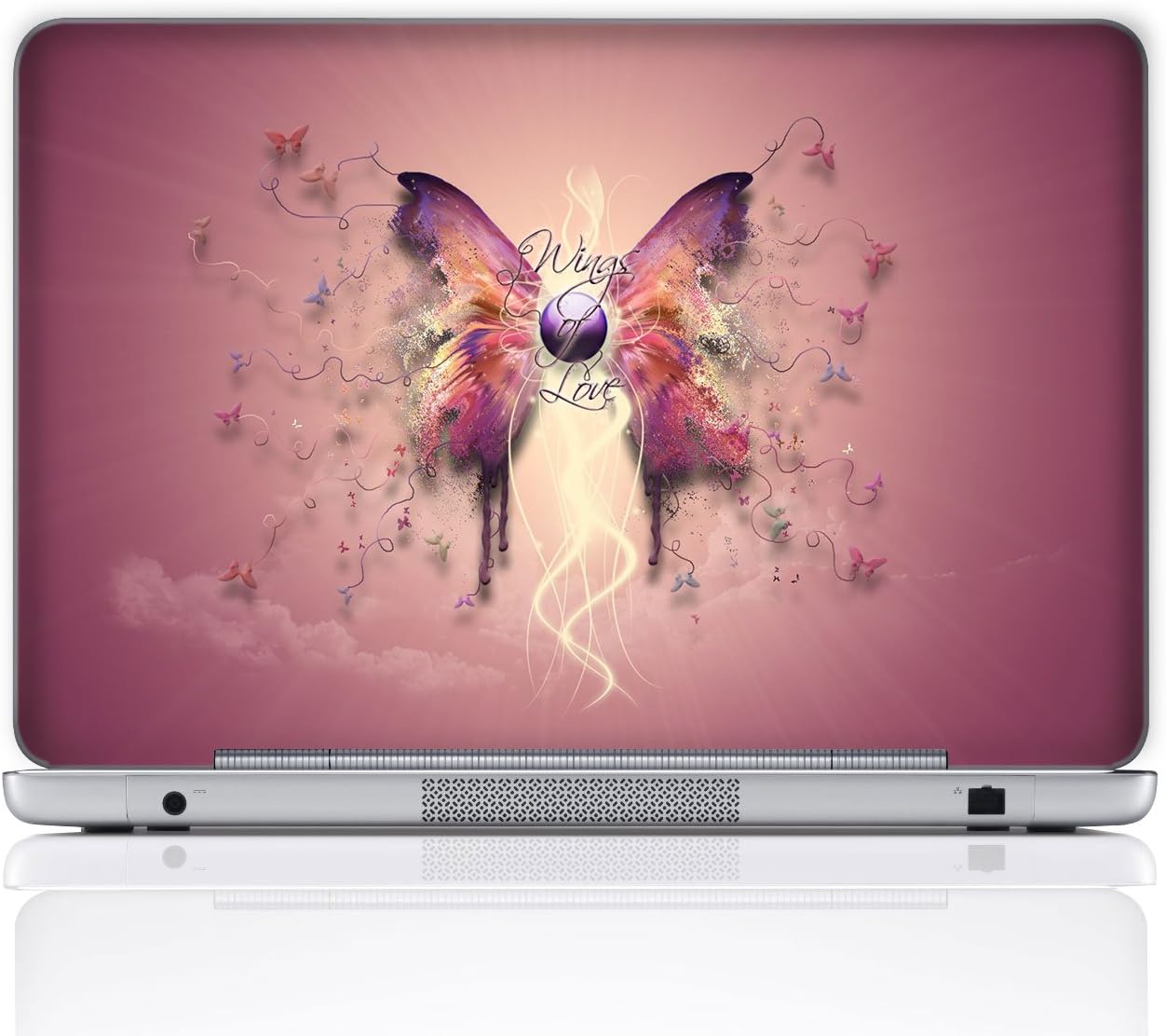Meffort IncLaptop Skin Sticker Cover Art Decal Decorative Stickers Fits Laptop up to 15.6 Inch (Included 2 Wrist Pads) - Butterfly Wings of Love