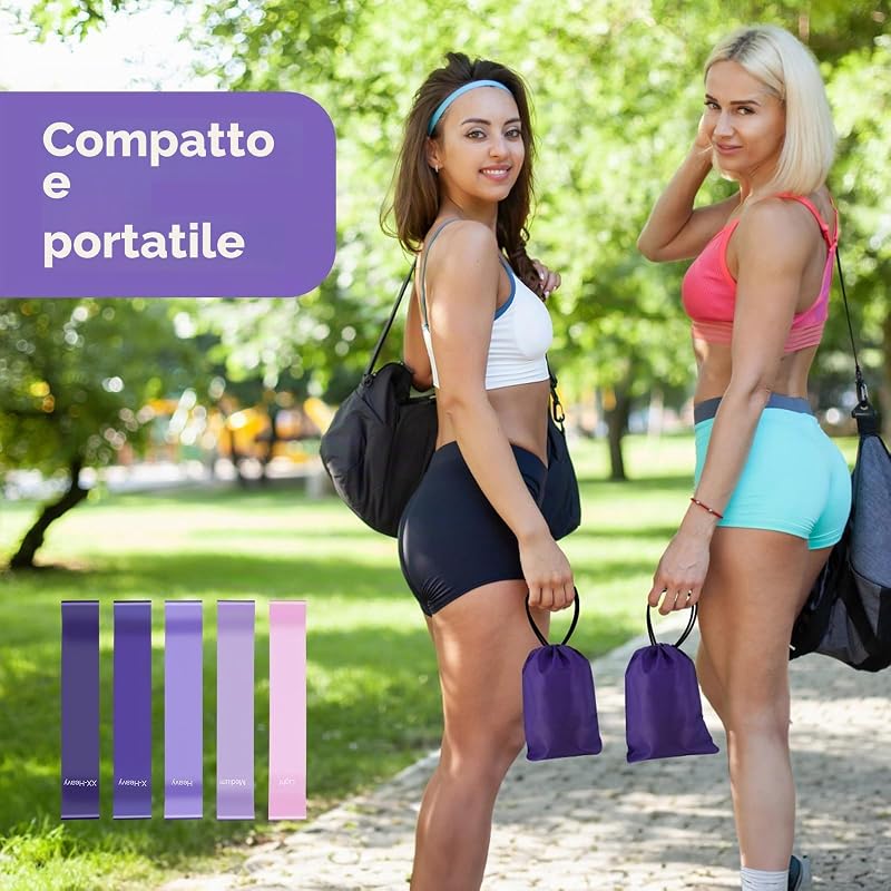 Elastici Fitness (Set di 5), Elastico Palestra in Lattice Naturale
