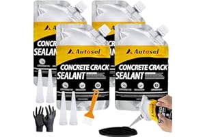 Autosel Asphalt Crack Filler Black, 4 Packs Self-Leveling Driveway Crack Filler, Waterproof Concrete Crack Filler & Cement Crack Filler for Long-Lasting Concrete Repair, Quick-Drying Asphalt Sealant