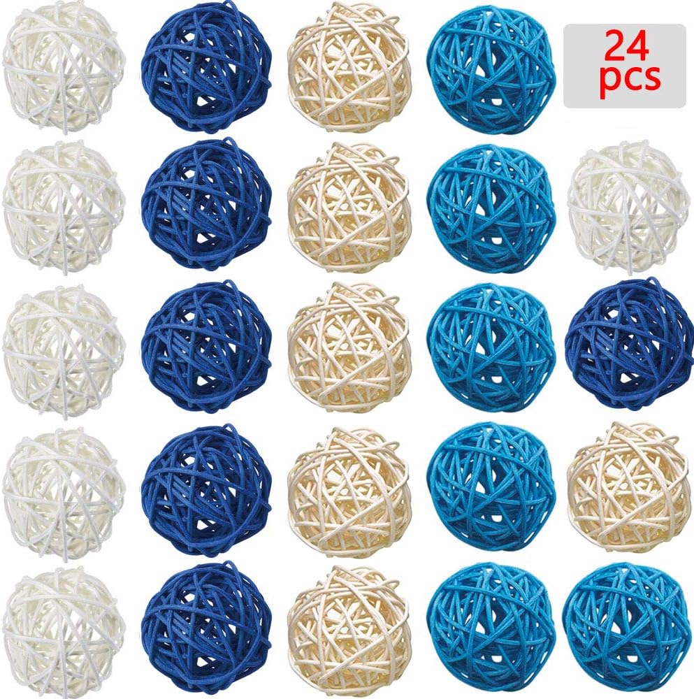 Rattan Hamiggaa Ball,24Pack Blue,Blue) Wood,White,Dark Accessories