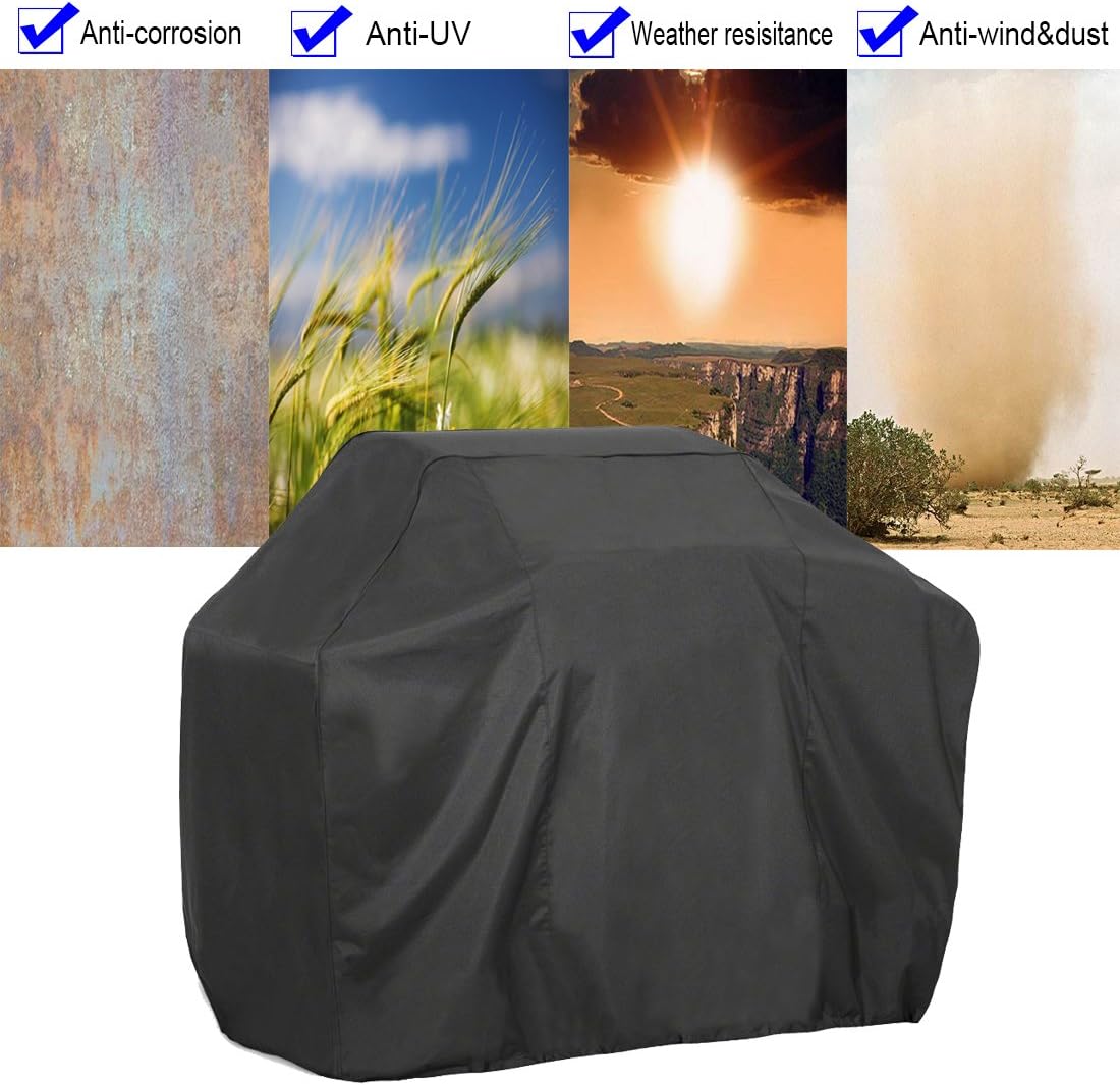BBQ Cover 67" Inches Durable Barbecue Gas Grills Waterproof Covers Rainproof Barbeque Protection Accessories for Weber Garden Patio Outdoors with Carry Bag ELR XL Extra Large Size Black - Image 3