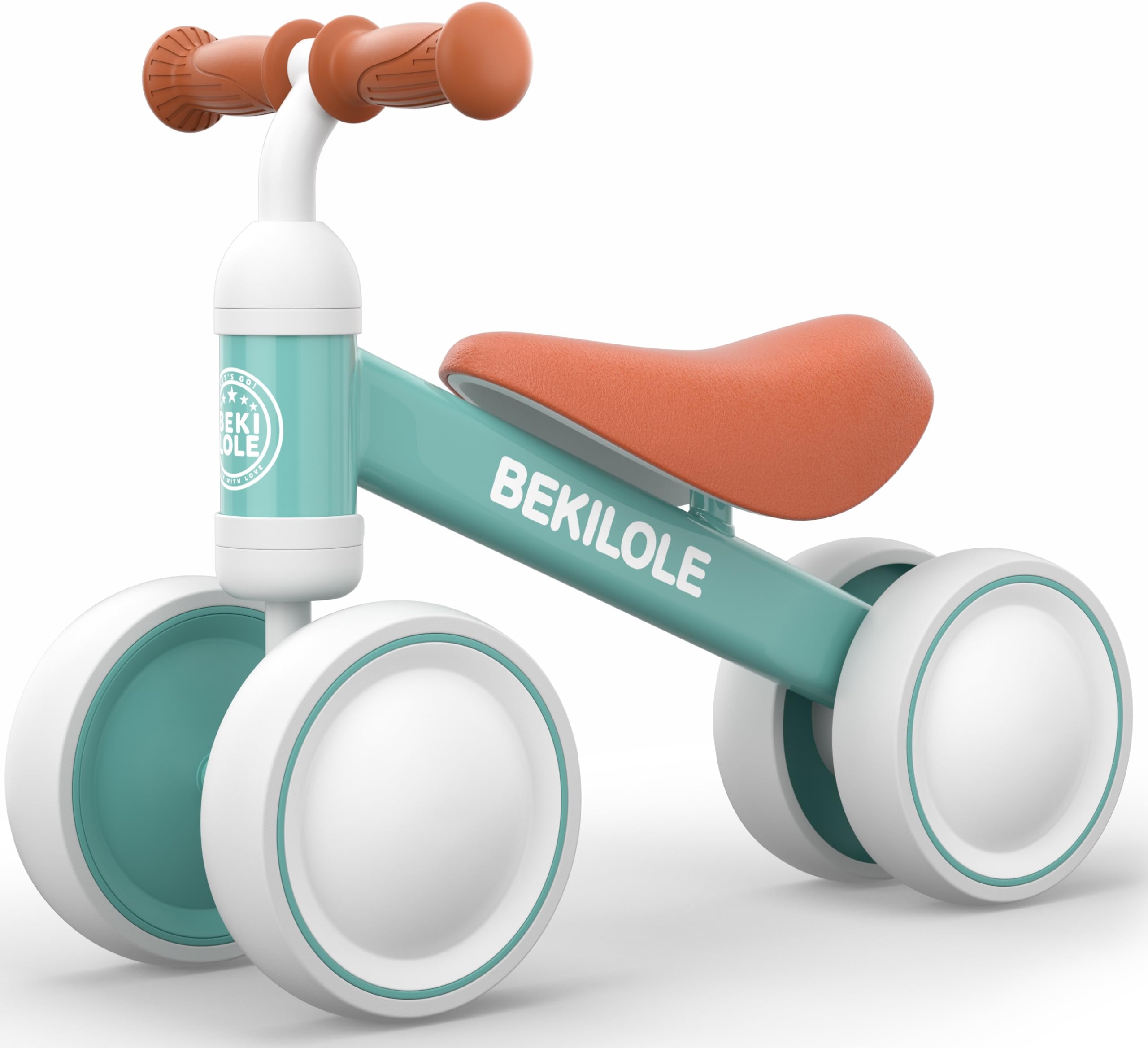 BEKILOLE Baby Balance Bike Toys for 1 Year Old Boy Gifts, 12-24 Month Toddler Balance Bike, No Pedal 4 Silence Wheels&Soft Seat First Riding on Toys, One Year Old Boy Birthday Gifts, Green & Brown