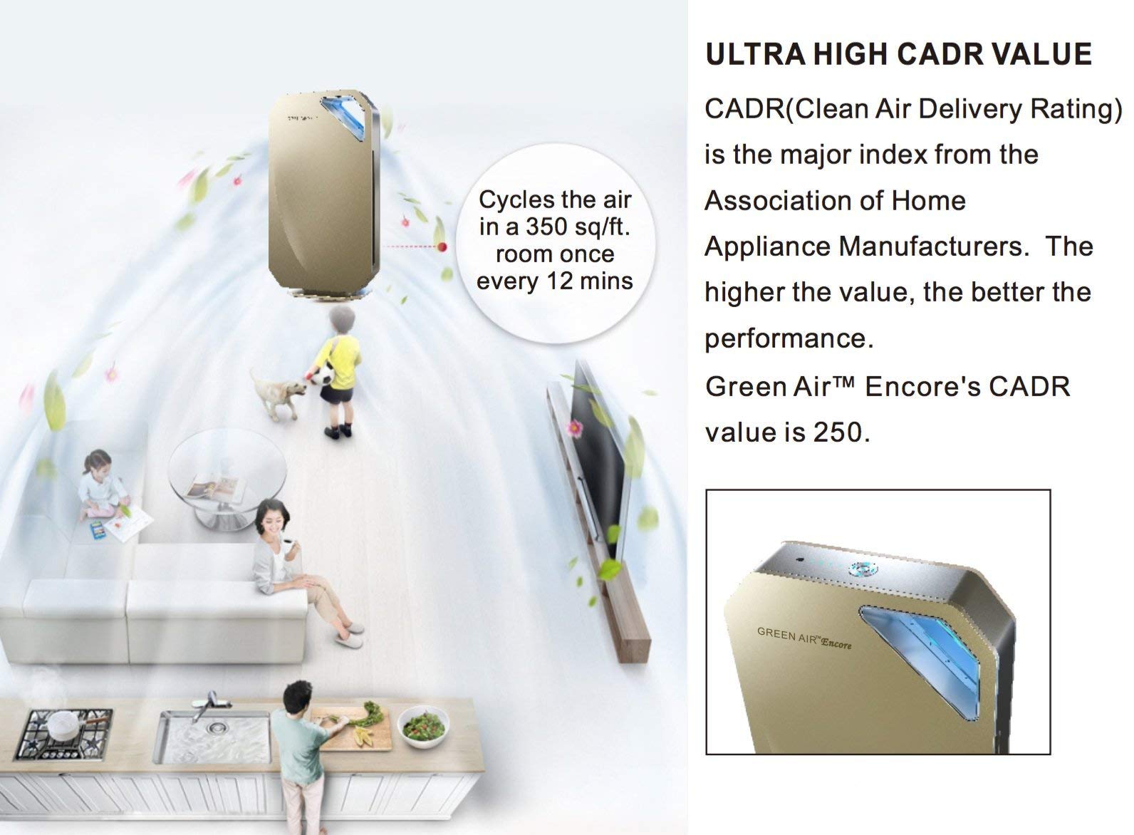 Green Air Encore HEPA and Odor Fighting Filter Air Purifier with IonCluster Technology 1000 sq. ft.