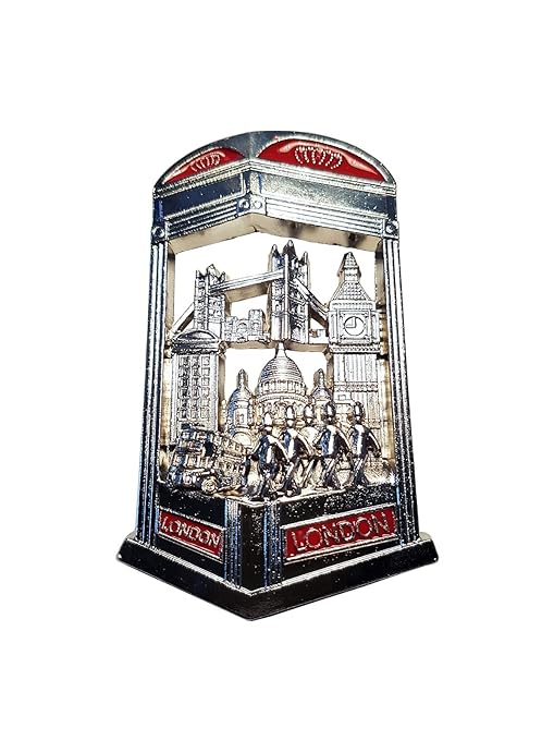 Imán Nevera Londres en Una Caja de Teléfono- Metal/ Color Plateado ...