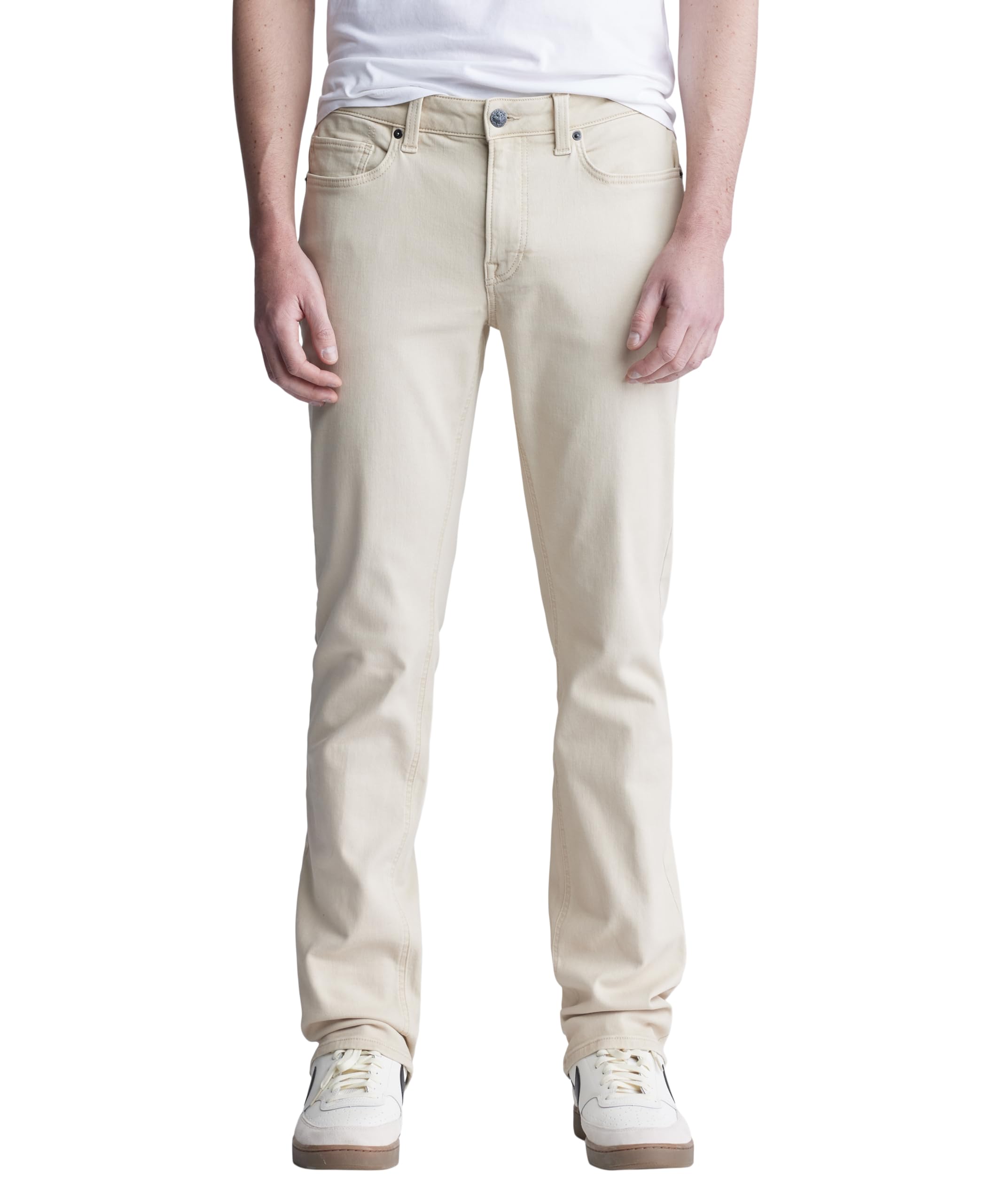 Buffalo David Bitton Men’s Non-Denim Straight Leg Six French Terry Pants with Cotton Blend Stretch, Whitecap Gray