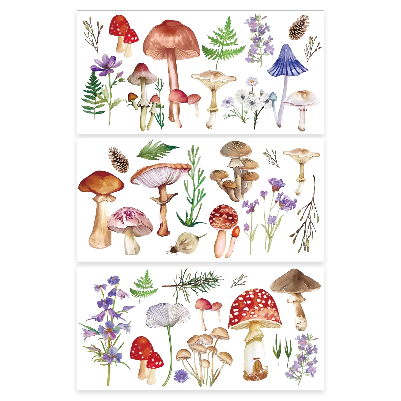 OLYCRAFT 3pcs/Set Rub on Transfers for Furniture and Crafts 30x15cm Mushroom Decor Transfer Stickers Vintage Boho Flower Leaf Rub on Decals for Wood Furniture Scrapbooking Home Decorations