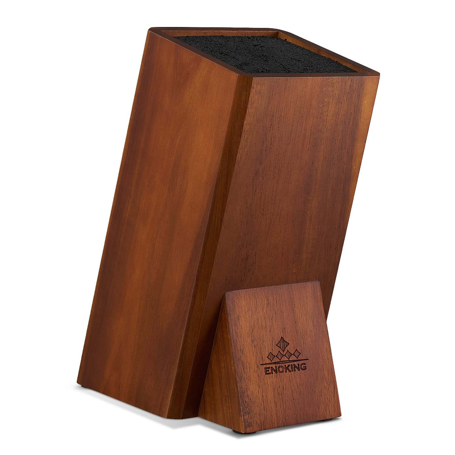 Photo 1 of ENOKING Universal Knife Block without Knives, Acacia Wood Knife Holder/Knife Organizer with Removable Plastic Bristles for Kitchen Counter Knife Storage Rack