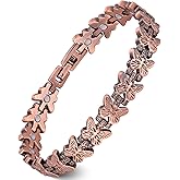 Feraco Pure Copper Bracelets for Women, Ultra Strength Magnetic Copper Bracelet with 3800 Gauss Magnet, Adjustable Jewelry Gift with Butterfly-Engraved