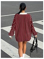 SOLY HUX Women's Oversized Tees Striped Letter