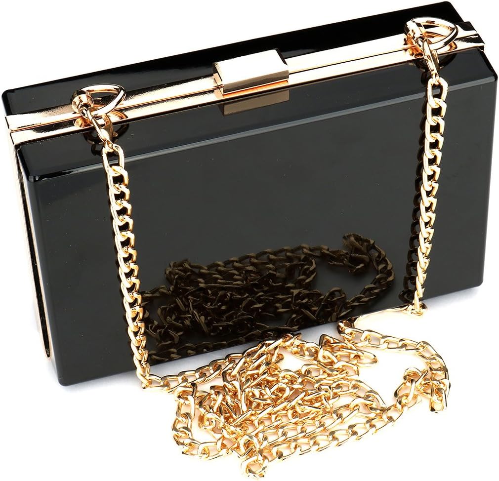 Women Cute Transparent Clear See Through Box Clutch Acrylic Evening Handbag Cross-Body Purse Bag