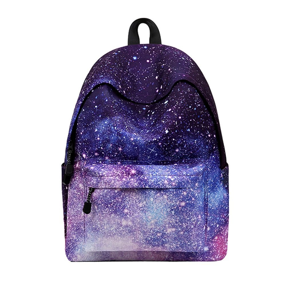 Tskybag Galaxy School Bag Backpack,Unisex Galaxy School Backpack Canvas Rucksack Laptop Book Bag Satchel Hiking Bag (Purple)