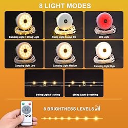 Solar Camping String Lights, Retractable Waterproof
