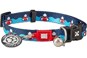 MAX & MOLLY URBAN PETS Max & Molly Cat & Kitten Collar with Bell & Breakaway Safety Buckle, Comfortable, Adjustable Size, includes Gotcha QR Pet ID Tag, Frenzy Shark