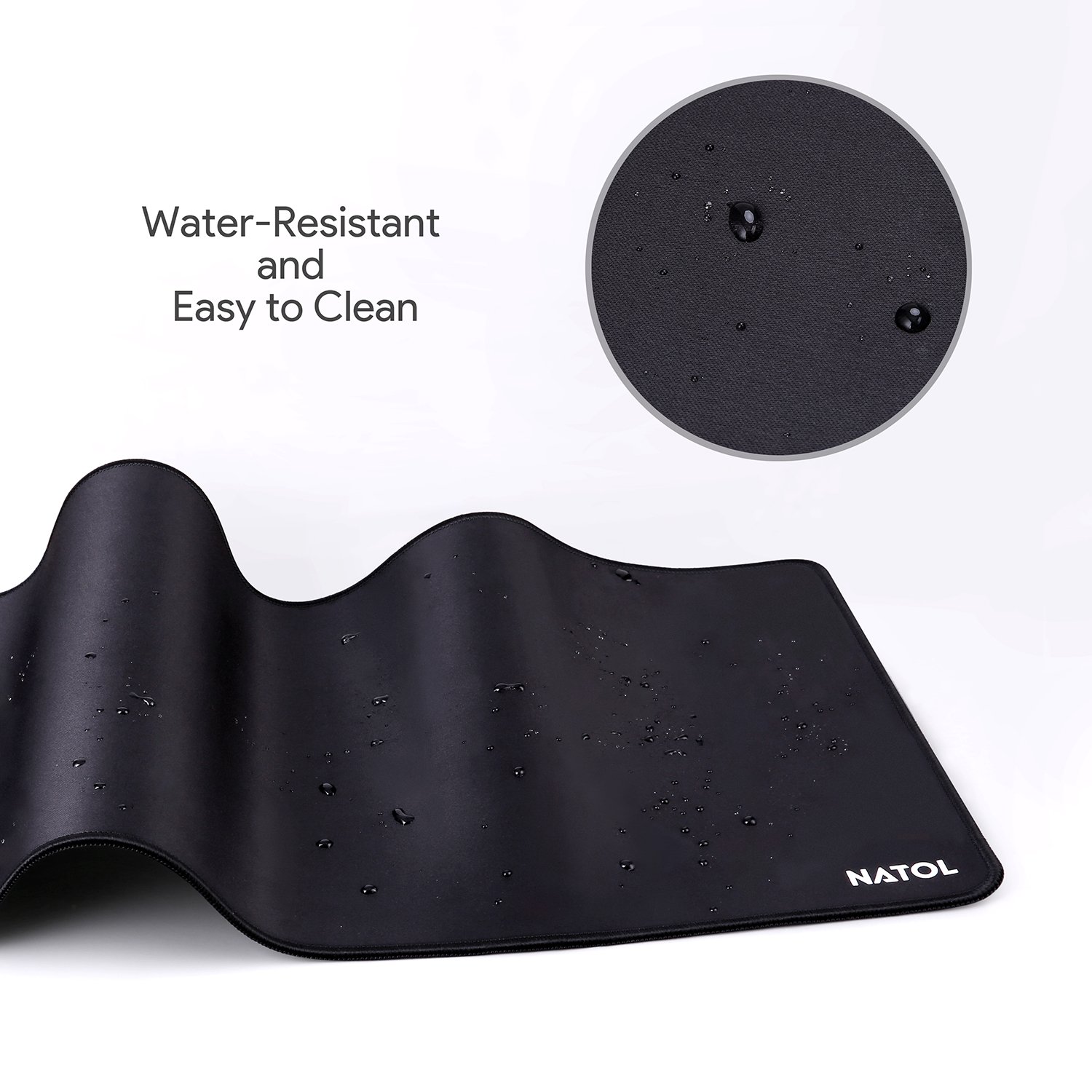 NATOL Gaming Mauspad, 800 x 300 mm Large Mouse Pad, Mausunterlage mit Glatter Oberfläche, Anti Rutsch und Wasserfeste Unterseite aus Gummi, für Tastatur und Maus